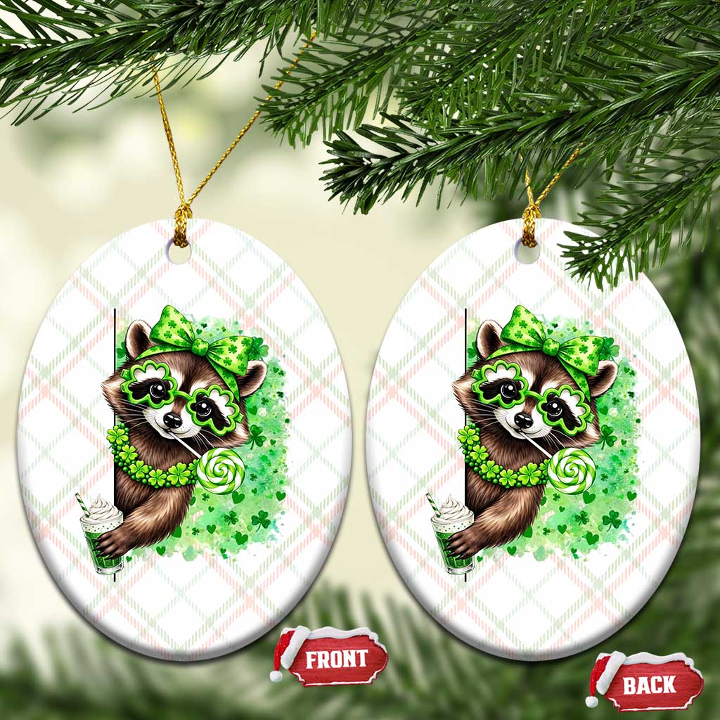Funny Raccoon St Patricks Day Ceramic Ornament Irish Party Animal Gift