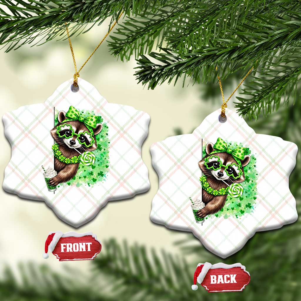 Funny Raccoon St Patricks Day Ceramic Ornament Irish Party Animal Gift