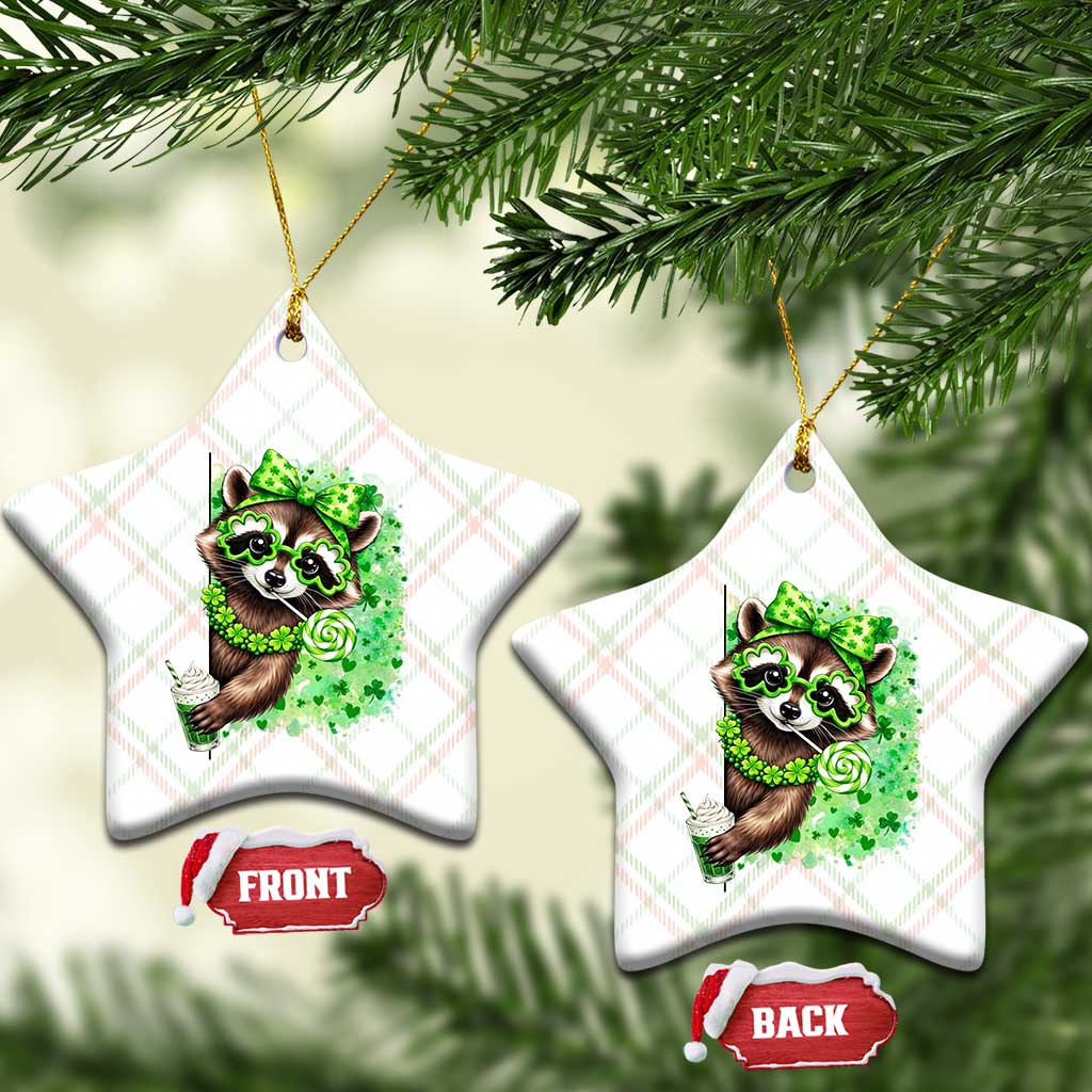 Funny Raccoon St Patricks Day Ceramic Ornament Irish Party Animal Gift