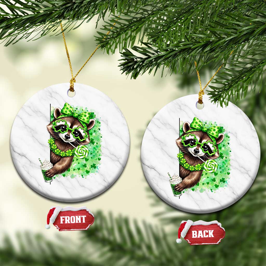Funny Raccoon St Patricks Day Ceramic Ornament Irish Party Animal Gift