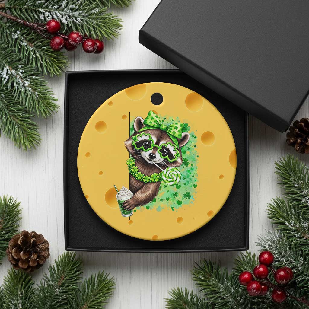 Funny Raccoon St Patricks Day Ceramic Ornament Irish Party Animal Gift