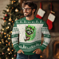 Funny Raccoon St Patricks Day Ugly Christmas Sweater Irish Party Animal Gift