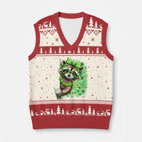Funny Raccoon St Patricks Day V-Neck Knit Sweater Vest Irish Party Animal Gift