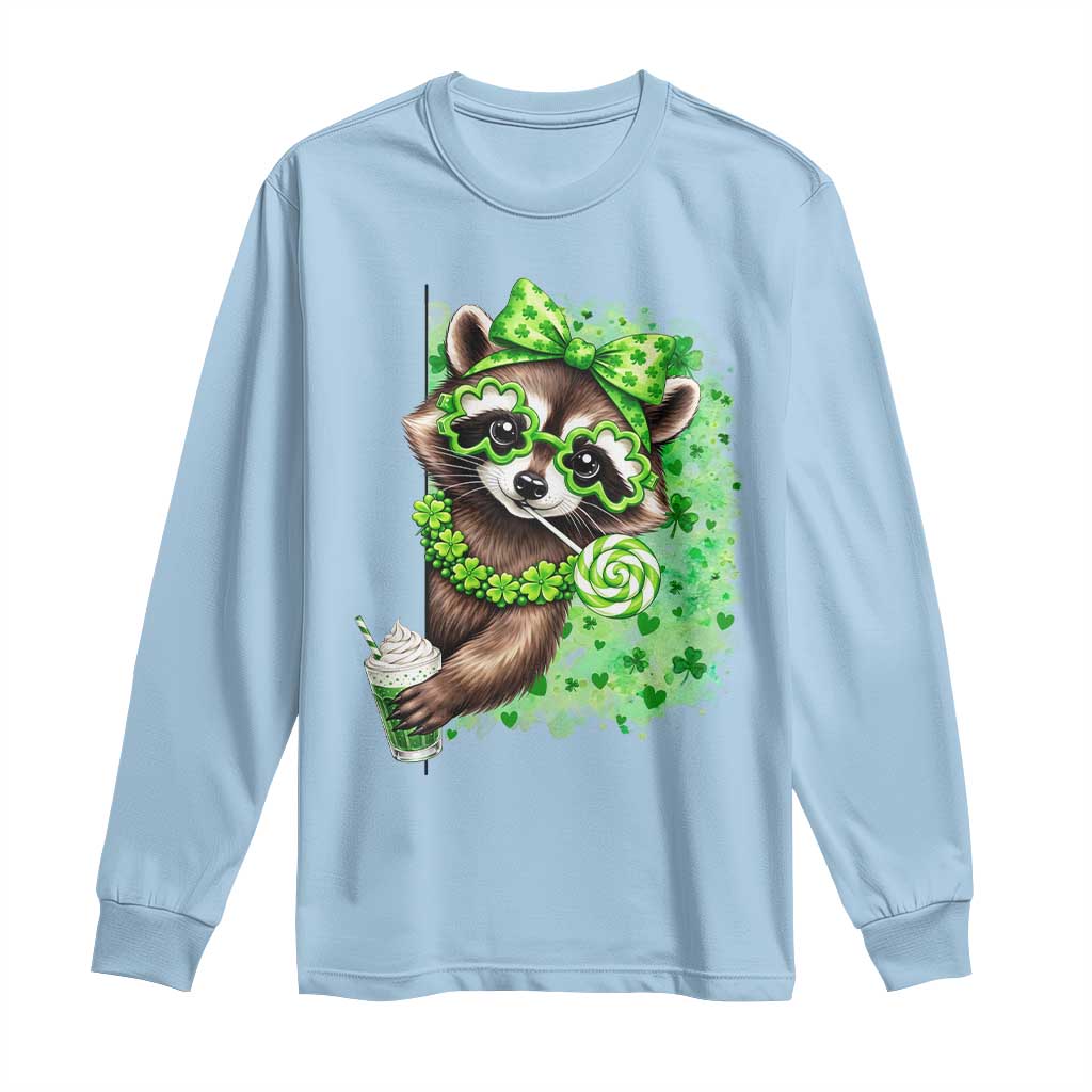Funny Raccoon St Patricks Day Long Sleeve Shirt Irish Party Animal Gift