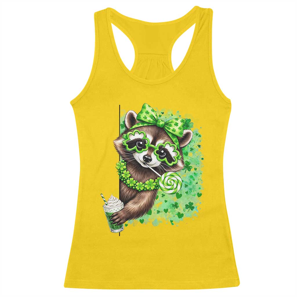 Funny Raccoon St Patricks Day Racerback Tank Top Irish Party Animal Gift