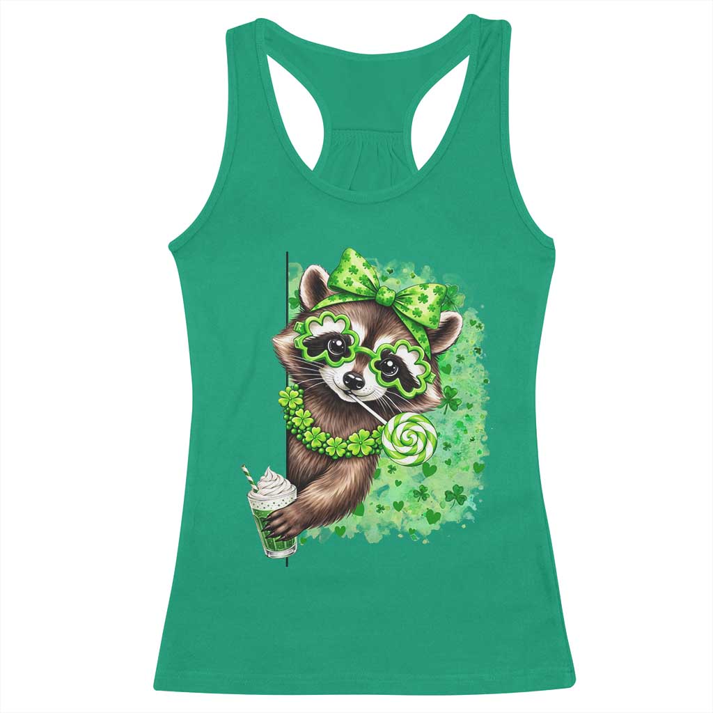 Funny Raccoon St Patricks Day Racerback Tank Top Irish Party Animal Gift