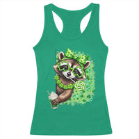 Funny Raccoon St Patricks Day Racerback Tank Top Irish Party Animal Gift