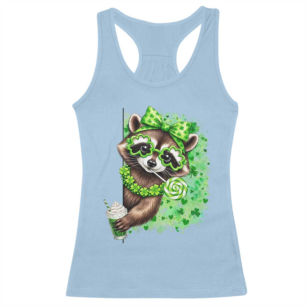 Funny Raccoon St Patricks Day Racerback Tank Top Irish Party Animal Gift