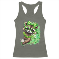 Funny Raccoon St Patricks Day Racerback Tank Top Irish Party Animal Gift