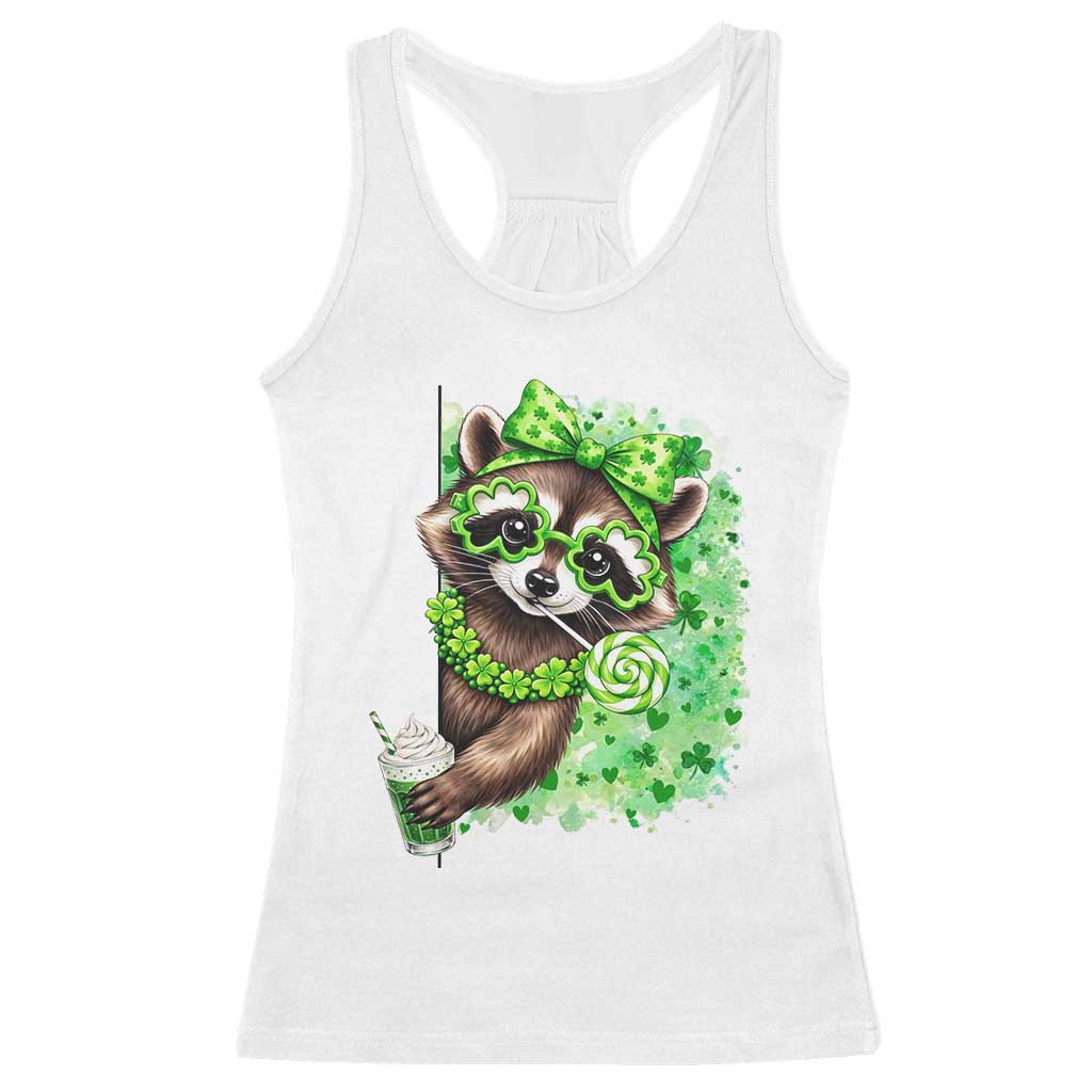 Funny Raccoon St Patricks Day Racerback Tank Top Irish Party Animal Gift