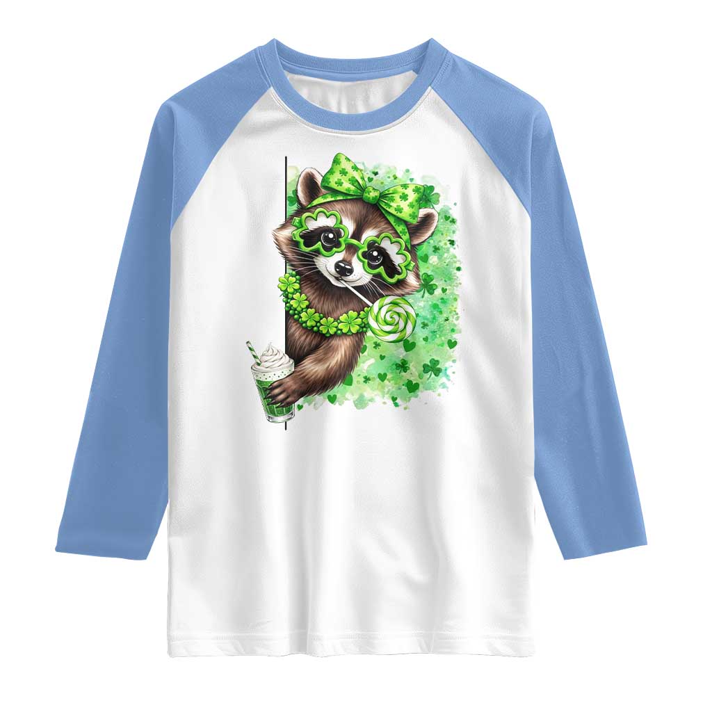 Funny Raccoon St Patricks Day Raglan Shirt Irish Party Animal Gift