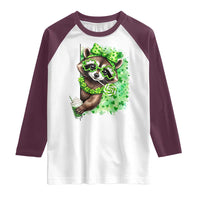 Funny Raccoon St Patricks Day Raglan Shirt Irish Party Animal Gift