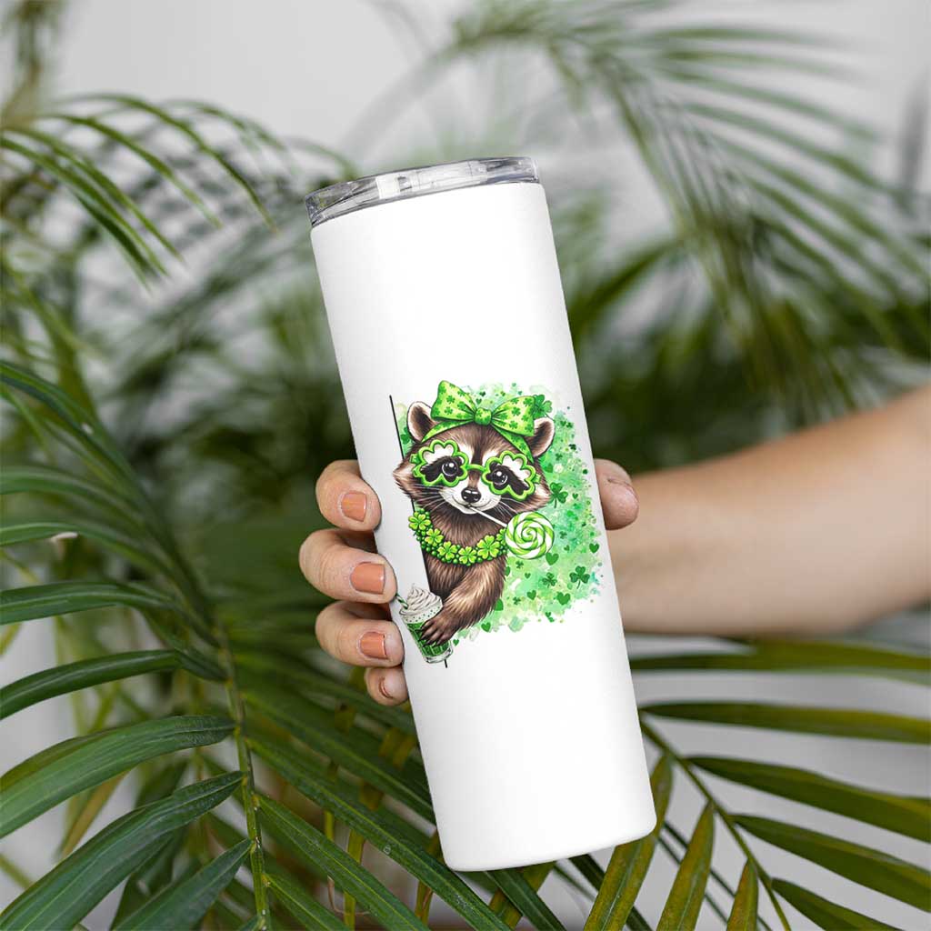 Funny Raccoon St Patricks Day Skinny Tumbler Irish Party Animal Gift