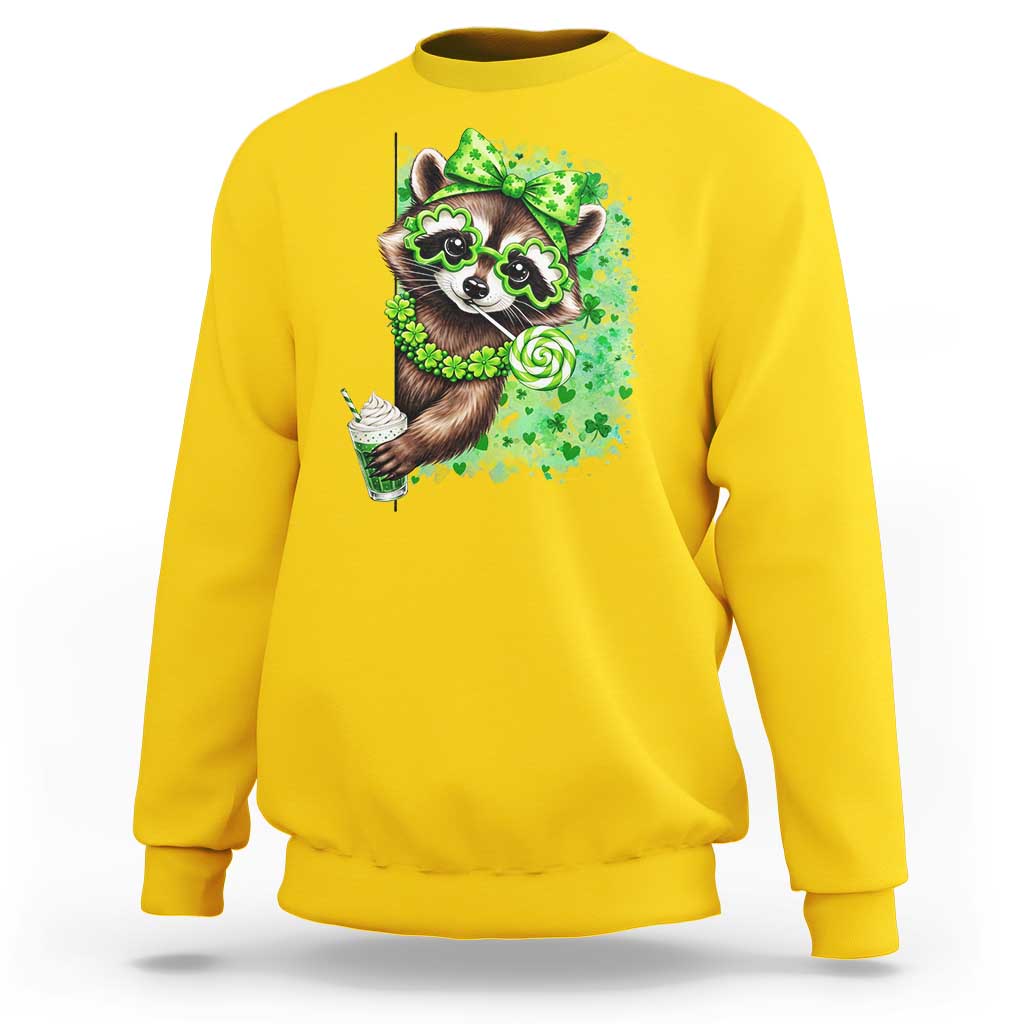 Funny Raccoon St Patricks Day Sweatshirt Irish Party Animal Gift