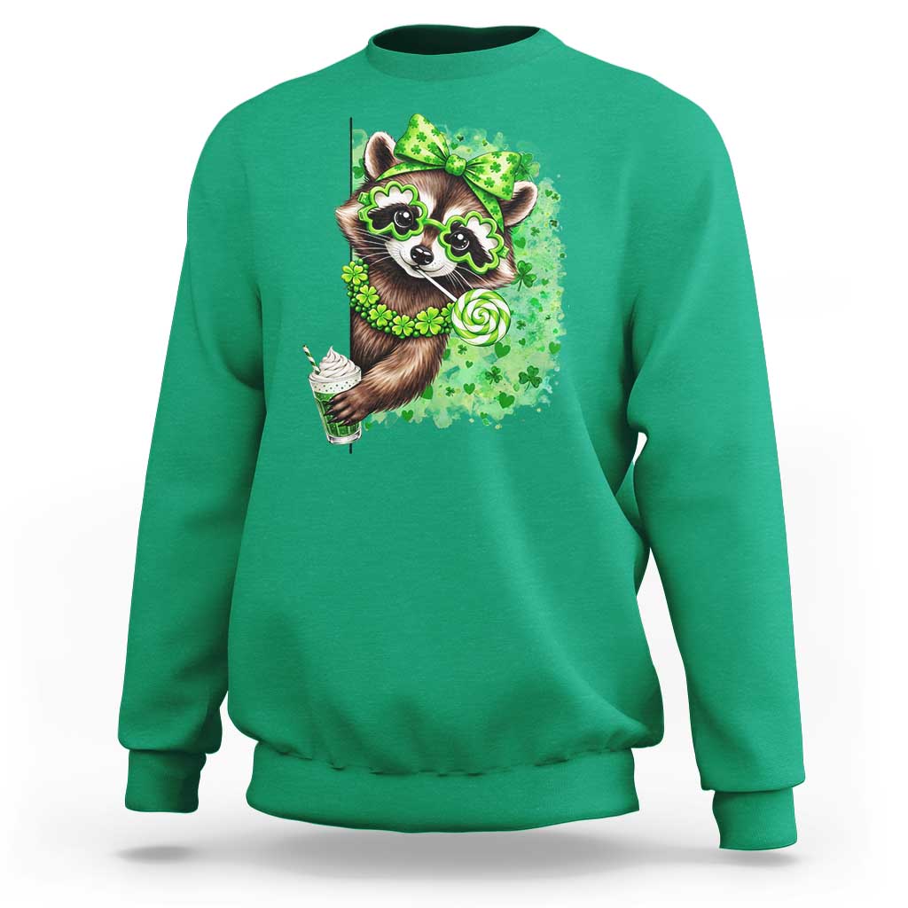 Funny Raccoon St Patricks Day Sweatshirt Irish Party Animal Gift
