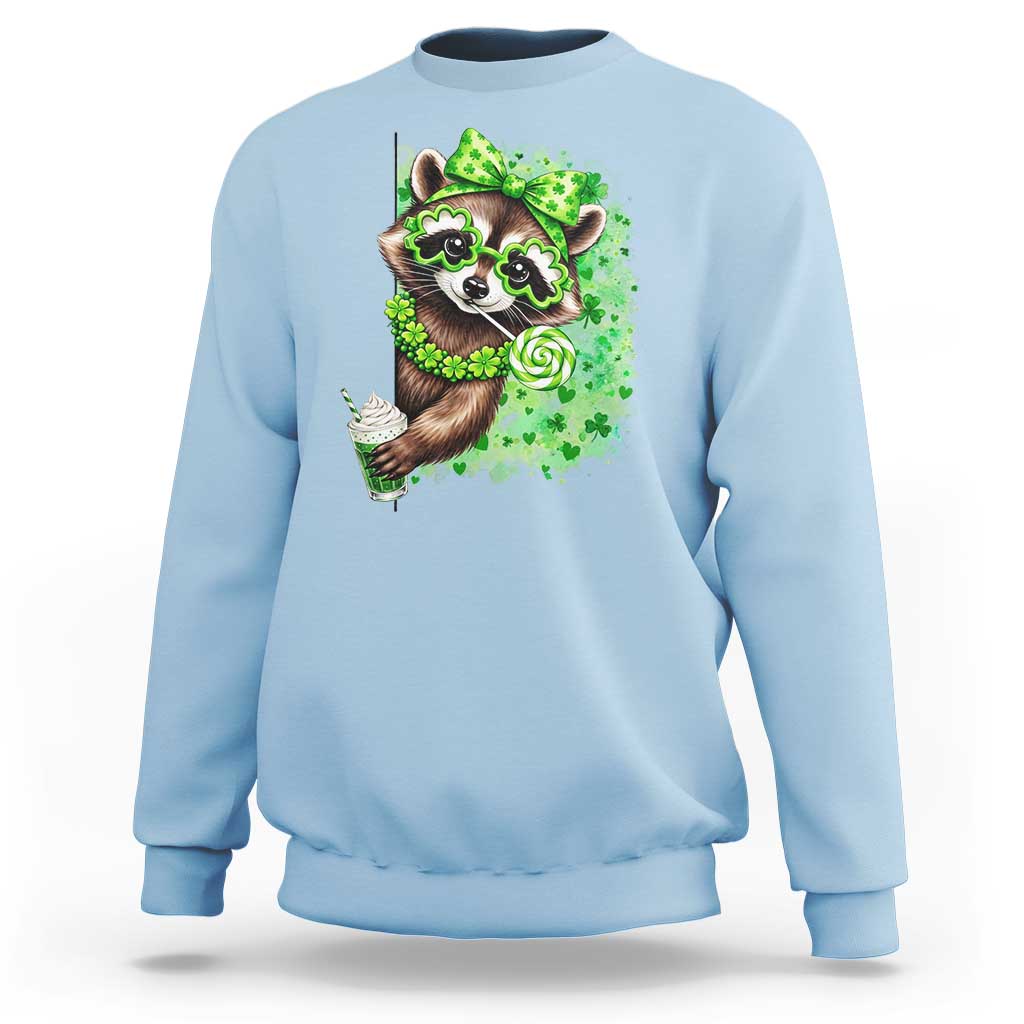 Funny Raccoon St Patricks Day Sweatshirt Irish Party Animal Gift