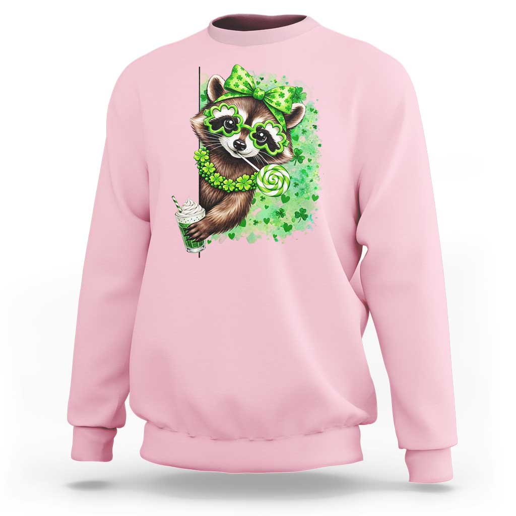 Funny Raccoon St Patricks Day Sweatshirt Irish Party Animal Gift