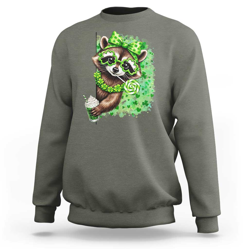 Funny Raccoon St Patricks Day Sweatshirt Irish Party Animal Gift
