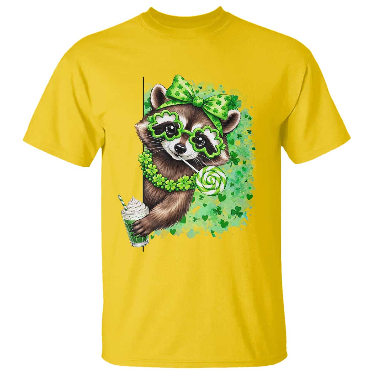 Funny Raccoon St Patricks Day T Shirt Irish Party Animal Gift