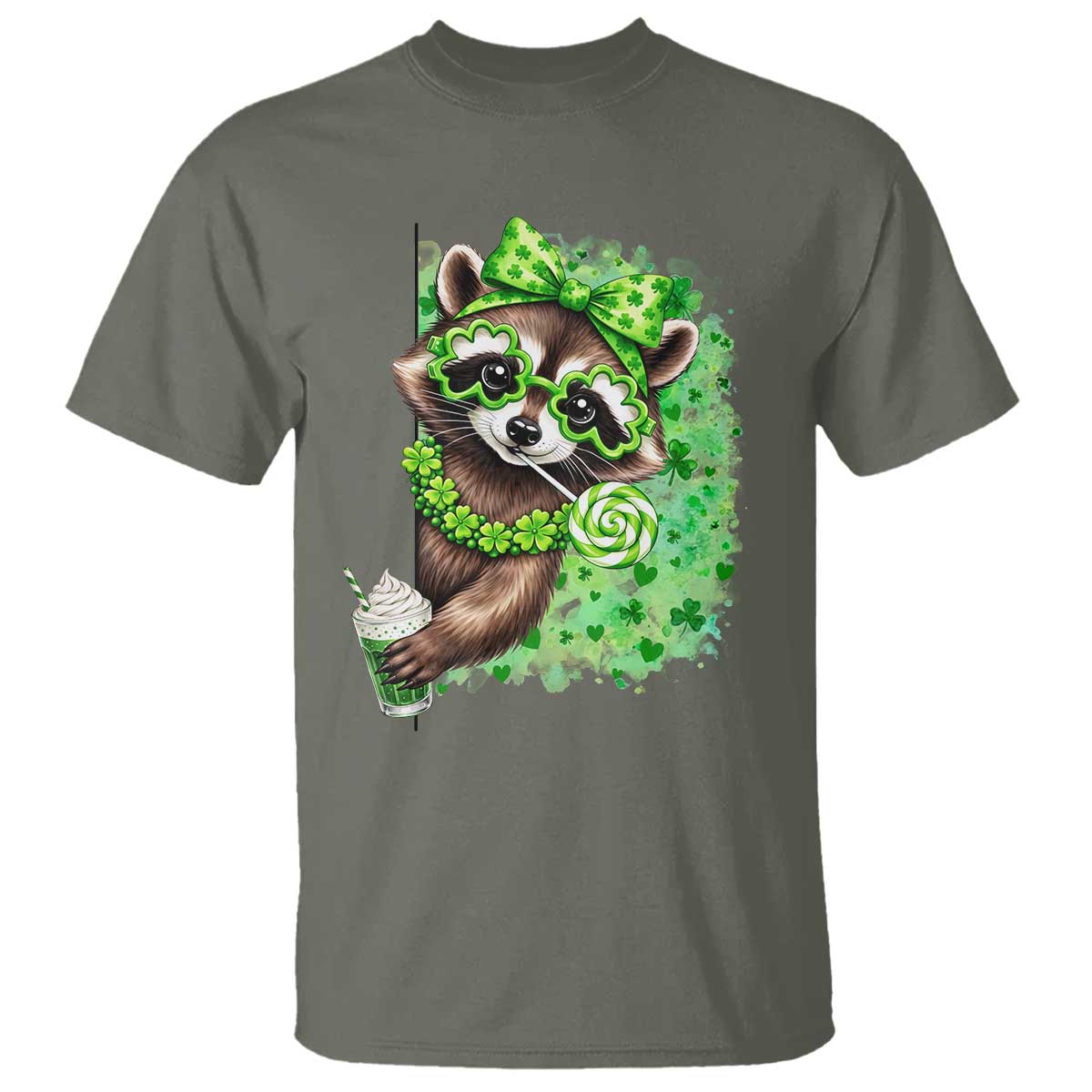 Funny Raccoon St Patricks Day T Shirt Irish Party Animal Gift