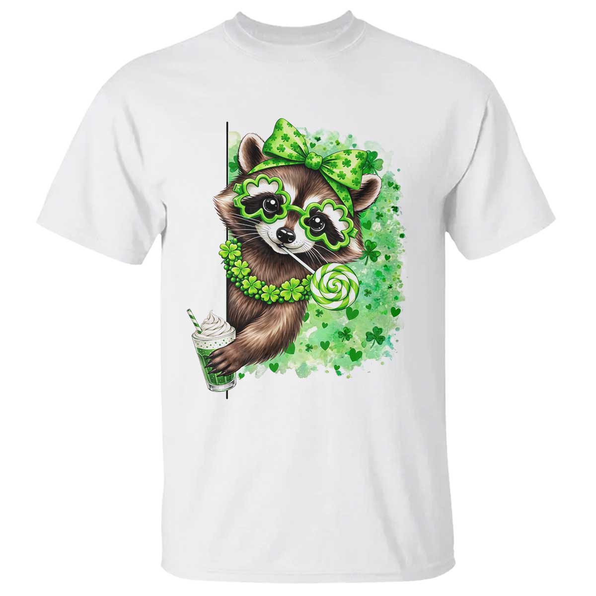 Funny Raccoon St Patricks Day T Shirt Irish Party Animal Gift