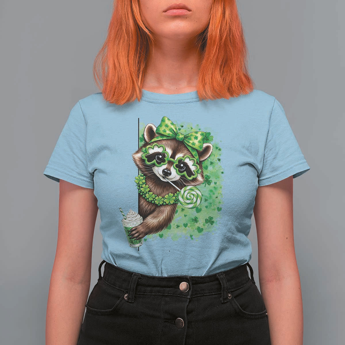 Funny Raccoon St Patricks Day T Shirt For Women Irish Party Animal Gift