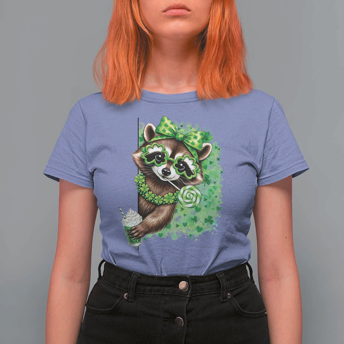 Funny Raccoon St Patricks Day T Shirt For Women Irish Party Animal Gift