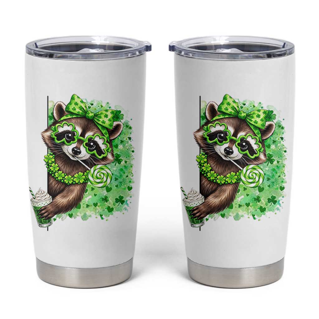 Funny Raccoon St Patricks Day Tumbler Cup Irish Party Animal Gift