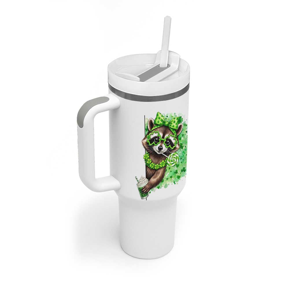Funny Raccoon St Patricks Day Tumbler With Handle Irish Party Animal Gift
