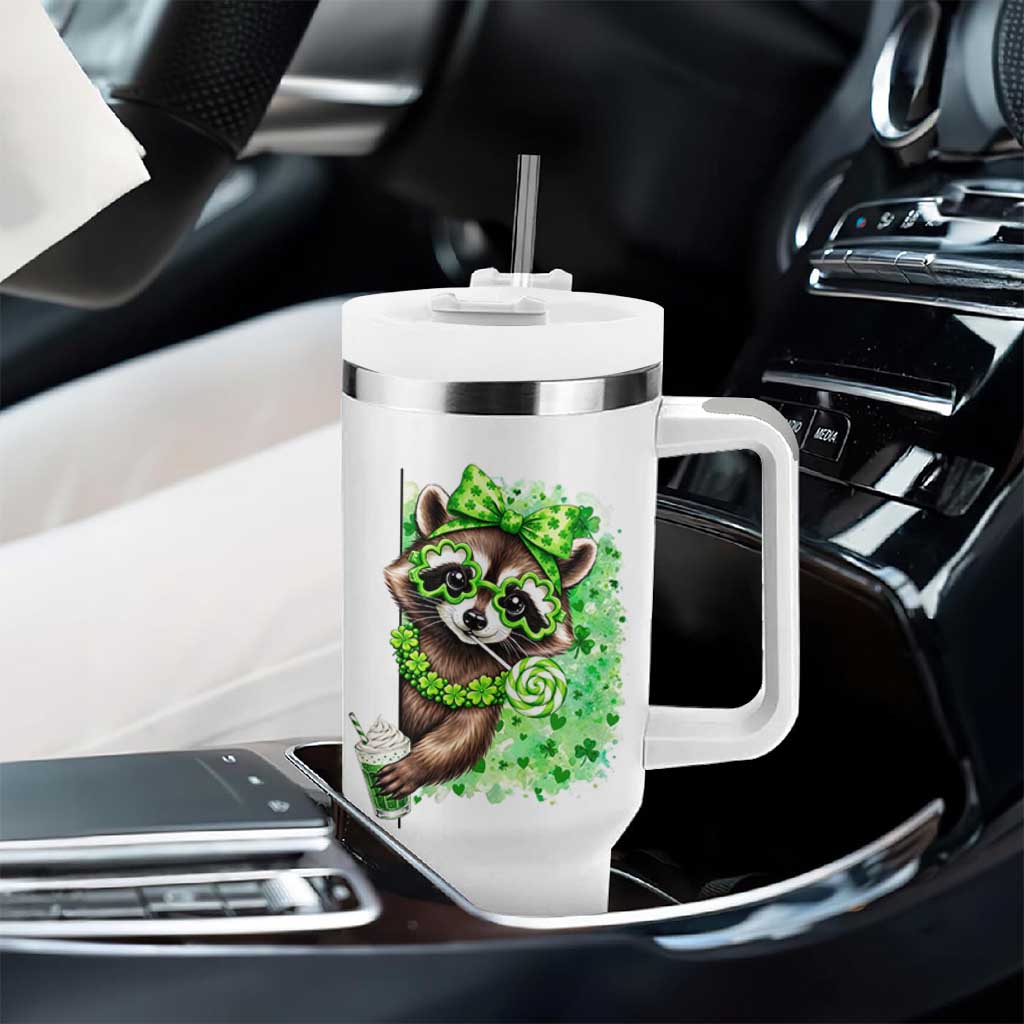Funny Raccoon St Patricks Day Tumbler With Handle Irish Party Animal Gift