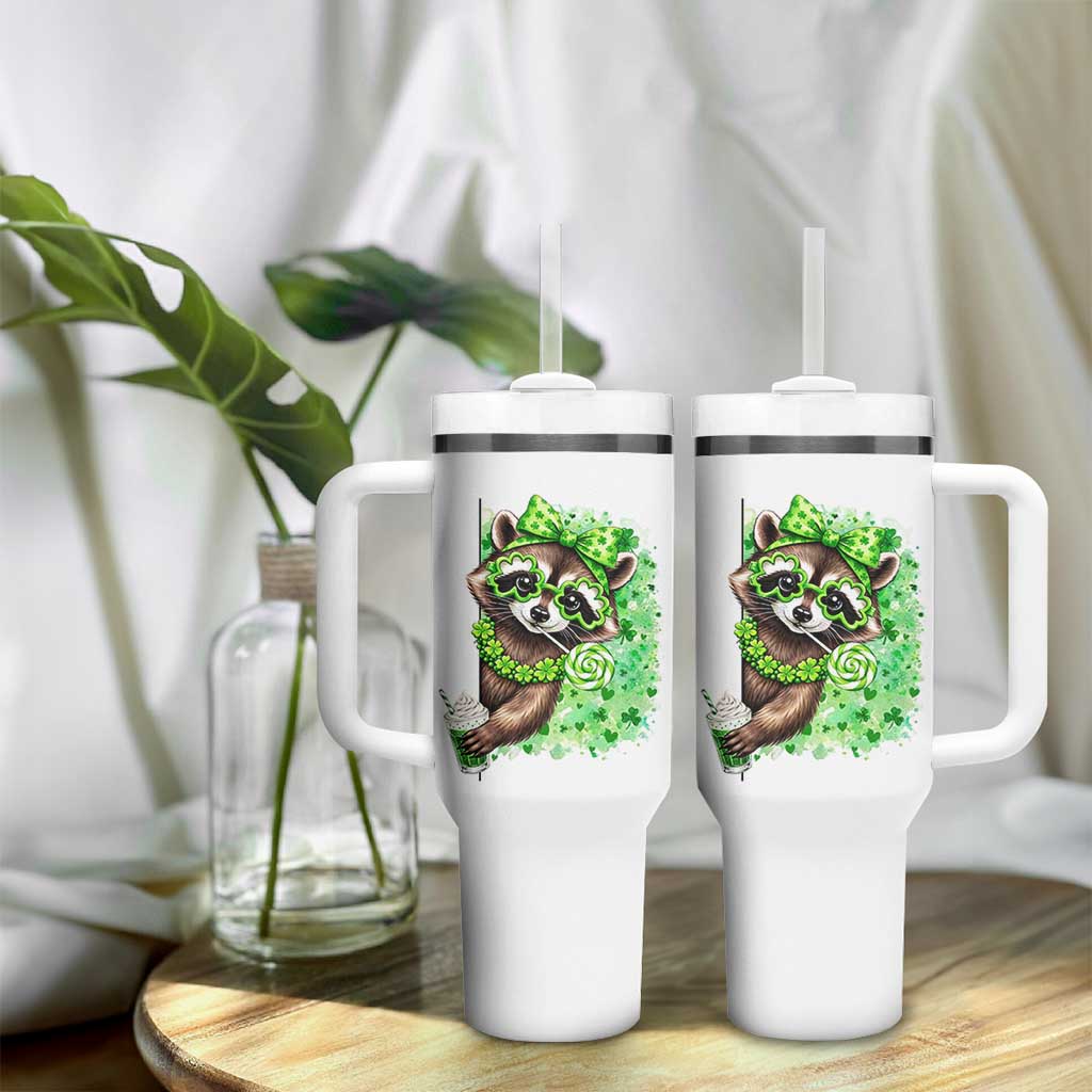 Funny Raccoon St Patricks Day Tumbler With Handle Irish Party Animal Gift