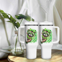 Funny Raccoon St Patricks Day Tumbler With Handle Irish Party Animal Gift