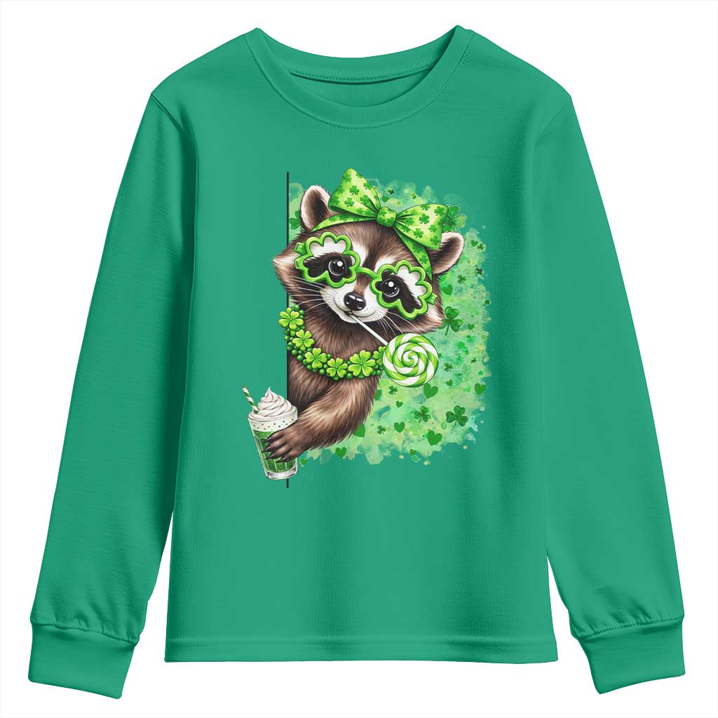 Funny Raccoon St Patricks Day Youth Sweatshirt Irish Party Animal Gift