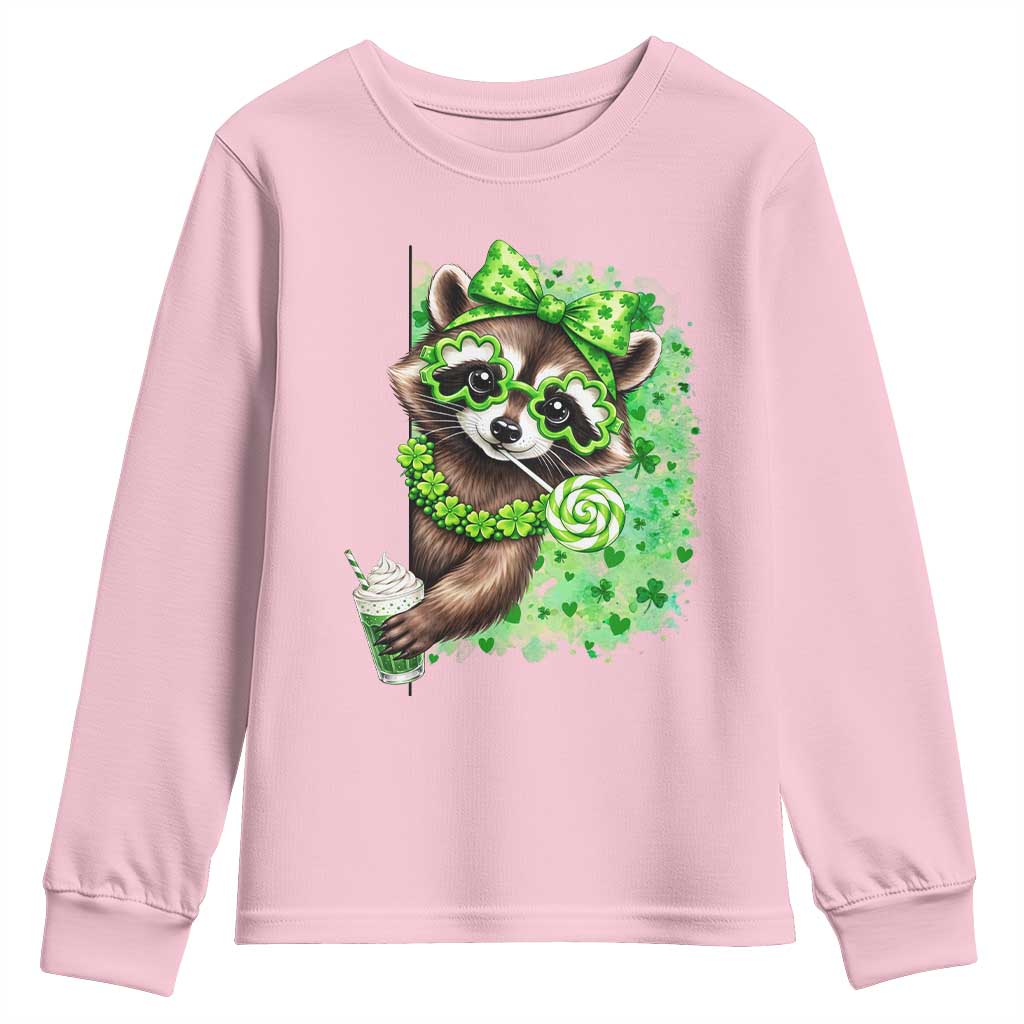 Funny Raccoon St Patricks Day Youth Sweatshirt Irish Party Animal Gift