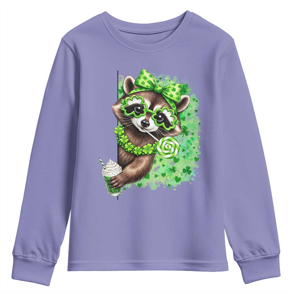 Funny Raccoon St Patricks Day Youth Sweatshirt Irish Party Animal Gift