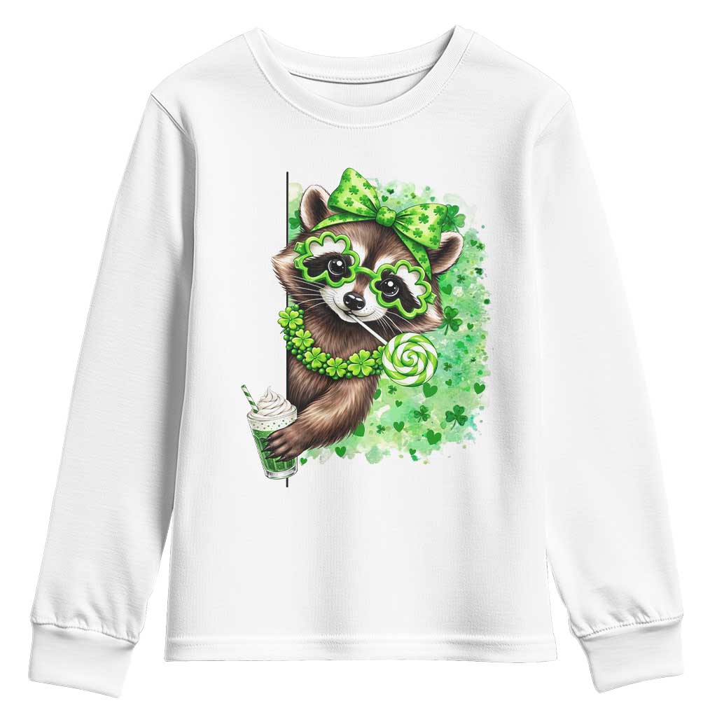 Funny Raccoon St Patricks Day Youth Sweatshirt Irish Party Animal Gift