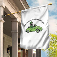 Off To Start The Shenanigans Garden Flag Funny Irish Raccoon
