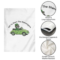 Off To Start The Shenanigans Garden Flag Funny Irish Raccoon