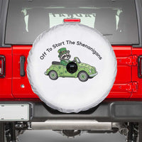 Off To Start The Shenanigans Spare Tire Cover Funny Irish Raccoon