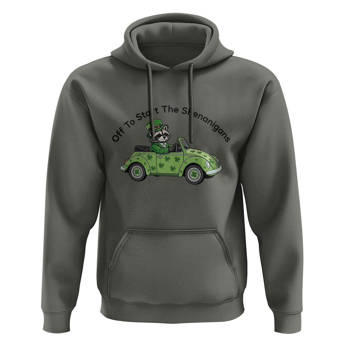 Off To Start The Shenanigans Hoodie Funny Irish Raccoon