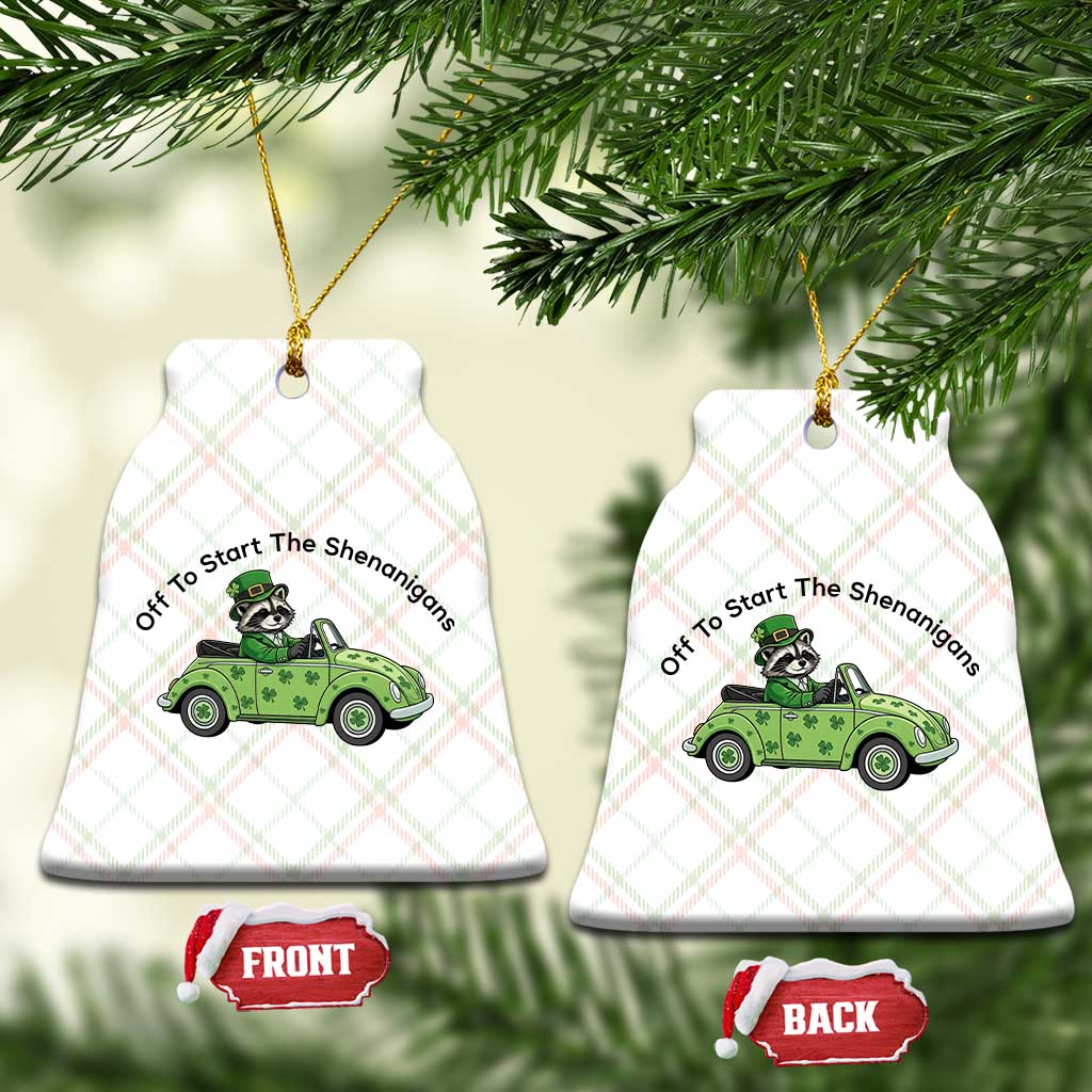 Off To Start The Shenanigans Ceramic Ornament Funny Irish Raccoon