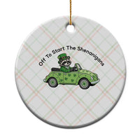 Off To Start The Shenanigans Ceramic Ornament Funny Irish Raccoon