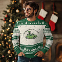 Off To Start The Shenanigans Ugly Christmas Sweater Funny Irish Raccoon