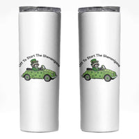 Off To Start The Shenanigans Skinny Tumbler Funny Irish Raccoon