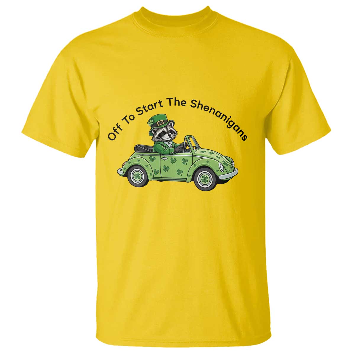 Off To Start The Shenanigans T Shirt Funny Irish Raccoon