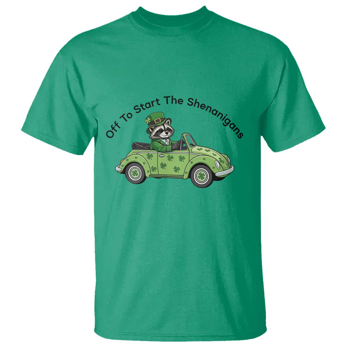 Off To Start The Shenanigans T Shirt Funny Irish Raccoon