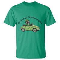Off To Start The Shenanigans T Shirt Funny Irish Raccoon