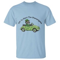 Off To Start The Shenanigans T Shirt Funny Irish Raccoon