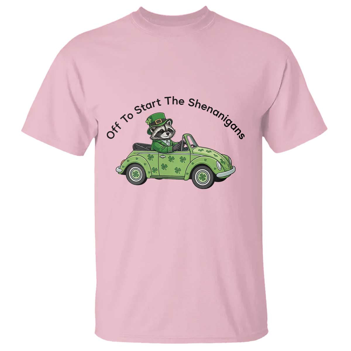 Off To Start The Shenanigans T Shirt Funny Irish Raccoon