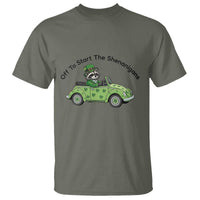 Off To Start The Shenanigans T Shirt Funny Irish Raccoon
